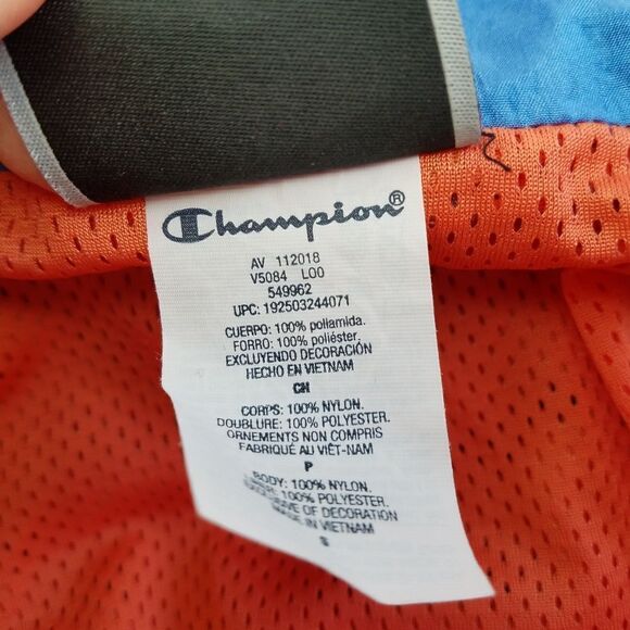 Vintage Champion Navy Striped Nylon Warmup Windbreaker Jacket Imperial Indigo - Picture 8 of 13